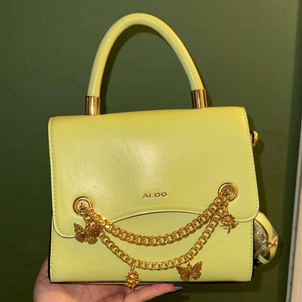 Aldo Women's Yellow/green Handbag with Gold Chain